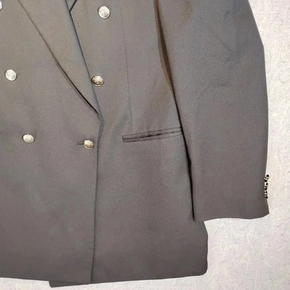 Cricketeer Men's Black Wool Double Breasted Sport Coat Silver Button 42 Tall - Picture 5 of 12